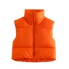 Gilets pour femmes manteau d'hiver femmes Style coréen manteaux matelassés gilet à bulles décontracté noir recadrée Streetwear Parka gilet vert Orange