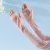 Ginocchiere Protezione solare estiva Guida Manicotto in seta di ghiaccio Protezione UV lunga da donna Protezione per le mani Guanto per braccio all'aperto