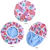 Bonnet de douche épais imperméable chapeau de bain élastique Double couche éponge doublé couvre-chef femmes cheveux secs salle de bain chapeaux accessoires