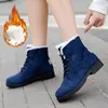 Boots Snow Women Chunky Shoes Lace-Up Woman Fur Platform Ankle Plus Size Fashion Botas Mujer Winter Footwear