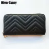 Wallets Wave Strip Embroidry Quilting Women Long Wallet Female PU Zipper Purse Large Capacity Card Holder Cellphone Bag Carteira209z