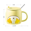 Mugs Simple Refueling Duck Animal Ceramic Water Cup Cute Cartoon Spoon Mug With Lid Creative Student Couple Coffee