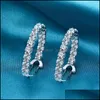 Hoop Huggie Sier Created Moissanite Gemstone Hoop Earrings Wedding Engagement Fine Jewelry Gift Wholesale 688 Z2 Drop Delivery 2022 E Dhkmp