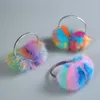 Berets D0LF Earphone Shape Ear Warmers Iridescent Gradient Protector Fur Headphones Auroral Color Christmas