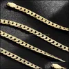 Chains Jewelry Splendid Men 14K Yellow Gold Necklace Solid Chain 23.6Inch Drop Delivery 2022 Necklaces Pendants Dhscz