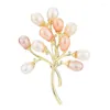 Brosches fashionabla zirkon brosch kvinnlig s￶tvatten p￤rla bukett broschpins eleganta naturliga p￤rlor blommor kl￤dkvinnor kvinnliga tillbeh￶r