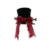 Decorazioni natalizie Cappello a cilindro per albero di Natale con grande fiocco per tavolo Desktop Ornamento festivo Nero B03E