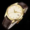 Gentlemans Watches Cowhide Strap 39mm Micro Convex Sapphire Watch Mirror Design Mechanical Wristwatch Orologi Di Lusso