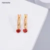 Orecchini a bottone Hanreshe Color oro Gioielli vintage Rame Rosso Bianco Verde Mini zircone Regalo di Natale grazioso orecchino donna