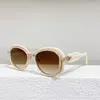 Sunglasses 2022 Top Gold Metal With Translucent Tinted Acetate Weird Frame Women Trim Gradient Lens Fashion