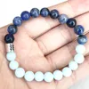 Strand MG1687 Damen-Armband mit Sternzeichen Zwillinge, 8 mm, Aquamarinblau, Sodalith-Jaspis, Energie-Armband, Mala, natürlicher Edelstein-Schmuck