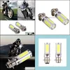 Motorcykelbelysning 1Pair 6000K Motorcykelbelysning Vit H6M COB LED Motorcykel/ATV -str￥lkastare Ljus BB PX15D P15D251 Drop Deliv DHW3H