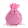 Sacs de rangement Petits sacs de bonbons Couleur unie Gourd Shaped Jewelry Pouch Veet Gift Wrap Bundle Pocket For Christmas Wedding Party Supply Dh3Iz