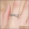 With Side Stones 100% 925 Sterling Sier Side Stones Ring Twisted Daisy Flower Female Finger Rings For Women Wedding Jewelry Anel Scr2 Dhfhk