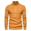 Herentruien Duyit Eenvoudige Turtleneck gebreide trui heren herfst casual vaste kleur gestreepte lange mouwen slanke pullover top