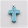 Charms New Fashion Mixed Colors Jewelry Natural Stone Handmade Cross Pendant Charms For Necklace Pendants 292 W2 Drop Delivery 2022 F Dhkoy