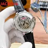 Wristwatches Men Automatic Mechanical Watches 46mm Tourbillon President Switzerland Black Brown Genuine Leather Hollow Skeleton Wristwatch Waterproof