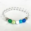 Strand MG1647 Sagittarius Zodiac Bracelet 8 MM Clear Quartz Green Chakra Stone Yoga Wrist Mala Natural Gemstone Jewelry