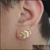 Stud Leaf Shape Earrings Ear Clip Stud Fashion Jewelry for Women Partihandel Drop Delivery 2022 Earring Dhosh