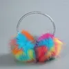 Berets D0LF Earphone Shape Ear Warmers Iridescent Gradient Protector Fur Headphones Auroral Color Christmas