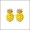 Stud Fashion Cute Glass Crystal Pine Stud ￶rh￤nge f￶r kvinnor Boho Simated Pearl Fruit ￶rh￤ngen Uttalande smycken g￥va 2503 y2 drop del dhwpi