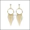 Dangle Chandelier Tassels Earrings Retro Crystal Inlay Dangle Fashion Personality Geometry Metal Exaggeration Trend Ear Pendants Chr Dhmrx