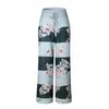 Women's Pants Causal Women Flower Print 2022 Drawstring Wide Leg Loose Straight Trousers Long PalazzoTrousers Pajama At Home