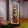 Decorazioni natalizie Albero di Natale con cupola di vetro Ornamento Albero di Natale a LED da tavolo con base in legno Decorazioni natalizie con luci a corda Regalo dell'anno 221014