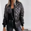 Kadın Ceketleri Kadın Kış Giyim 2022 Parka Siyah Ceket Argyle Zip Zipper Parkas Kadın Paltoları