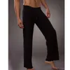 Calça masculina malha de malha de malha masculina de malha traca de ioga ioga gelo de seda fina plus size respirável doméstico transparente