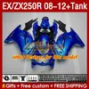 & Tank Injection Fairings For KAWASAKI NINJA ZX250 EX250 R 2008-2012 163No.163 EX ZX 250R EX250R ZX250R 2008 2009 2010 2011 2012 ZX-250R 08 09 10 11 12 Fairing black blue