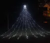 350 LED a cascata a energia solare, luci natalizie a forma di stella, appese a tende, per decorazioni di nozze per feste all'aperto