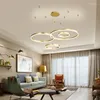 Люстры современные круги кольца светодиодные люстры Акриловый алюминиевый кусочек подвесной подвесной фонари для гостиной столовая в фойе