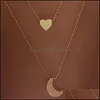 Chains Gold Plated Stars Moon Necklace Love Shape Pendants Chain Alloy Retro Necklaces New Pattern Jewelry Accessories Drop Delivery Dhkjv