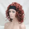 New bright auburn red curly 16" short synthetic 3/4 wig women's headband wig