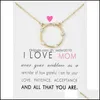 Pendant Necklaces I Love Mom Circle Pendant Choker Necklaces With Card Gold Sier Cz Chain For Women Fashion Jewelry Mothers Day Gift Dhid2