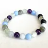 Strand MG1639 Kvinnor Fashion Aquarius Zodiac Armband 8 mm Amethyst Angelite Fluorit Labradorite Wrist Mala Natural Gemstone Jewelry