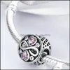 Charms очаровывает аутентичные 925 стерлингов Sier Infinity Love Love Pink Heart Crystal Beads подходит для браслетов очарования