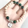 Strand MG1738 NOVO PROJETO TAURUS zodíaco pulseira para mulheres 8 mm Woodbaeds Moss AGATE CHAKRA PULHO MALA JOENS DE PLOWS GEMMA