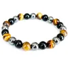 Strand MG1716 Aquarius Zodiac Bransoletka 8 mm Tiger Eye Stone Black Tourmaline Hematit Chakra nadgarstka Mala Naturalna biżuteria z kamienia szlachetnego