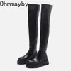 Boots Women Over the Knee Leather Autumn Winter Soft Platform 2022 Ladies Shoes Fashion Female Boot Women s Keep Warm Long 221013