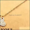 Pendant Necklaces Necklaces With Card Gold Elephant Heart Key Clover Horseshoe Triangle Charm Pendant Necklace Women Fashion Jewelry Dhwta