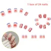 Nail Art Kits Mode Französische Nägel für Frauen Einfaches Rosa Ins Stil Gefälschtes Acryl Vollständige Tipps Falsches Drücken auf Dating-Zubehör