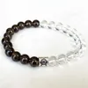 Strand MG1685 Nouveau Design Taureau Zodiac Bracelet 8 MM Tanzanie Quartz Fumé Cristal Clair Énergie Poignet Mala Bijoux De Pierres Précieuses Naturelles