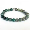 Strand MG1684 Fashion Scorpio Zodiac Bracciale 8 MM Moss Agate Turchese africano Energy Wrist Mala Gioielli con pietre preziose naturali