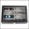 Caixas de armazenamento caixas de oito óculos de grade caixas de armazenamento córtex Óculos de sol exibir caixas de densidade de couro de couro de tampa aberta Moda Blac dhwhe