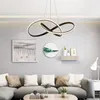 Pendant Lamps Modern LED Lights For Dining Room Black Rings Circle Living Bedroom Hanging Lamp Fixtures With Remote Control