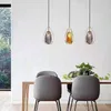 Pendant Lamps Modern Amber Glass Single Lamp Simple Restaurant Bedside Living Room Decoration LED Lighting Polygon Hanging Fixture