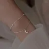 Link Bracelets Arrive Tassel Star Clear Zircon Moon Charm Bracelet &Bangle For Women Girls Elegant Wedding Fashion Jewelry Gifts Sl524