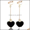 Clip sur vis arrière clip-sur vis arrière nouvelle mode simple coeur de pêche boucles d'oreilles noires sans piercing pour les filles clip d'oreille mignon 132 m2 dhls5